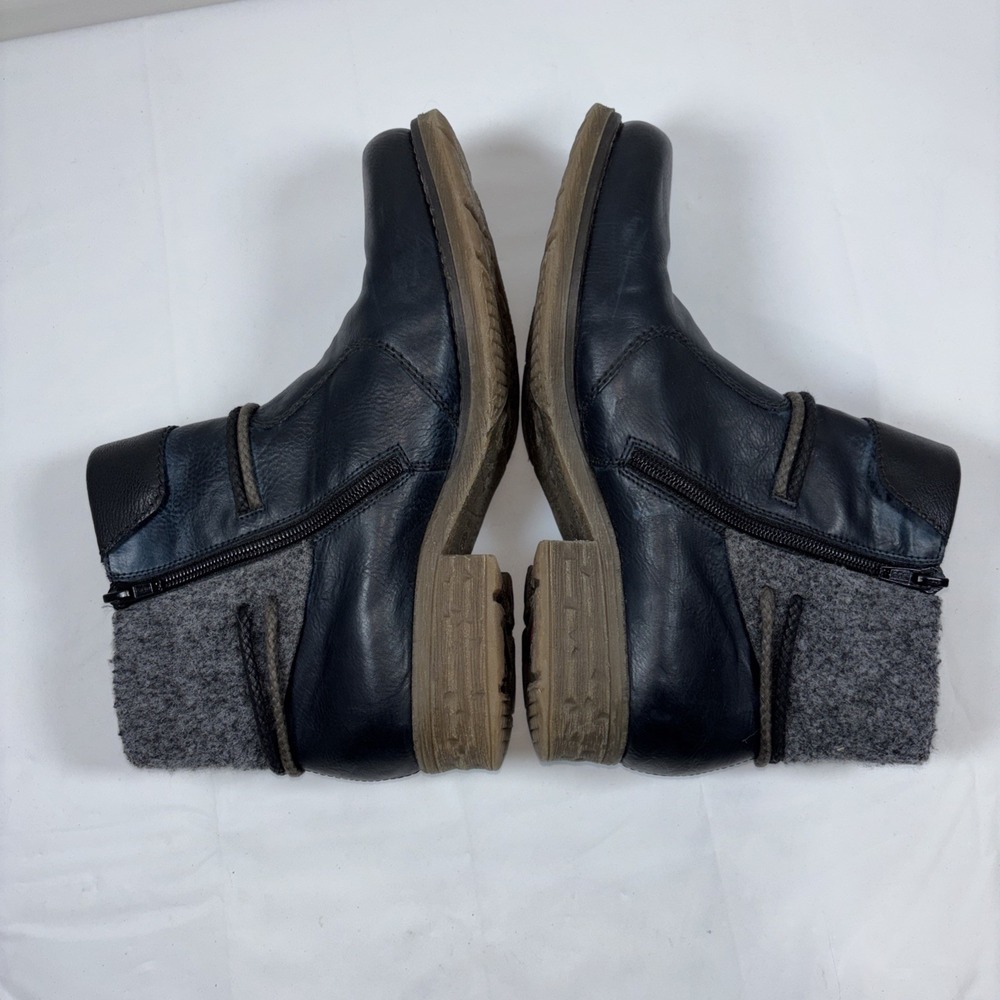 Rieker Women's 40 Fee 79693 Gray Blue Ankle Boot Cozy Zip Knotted Detail Comfort - Picture 6 of 12